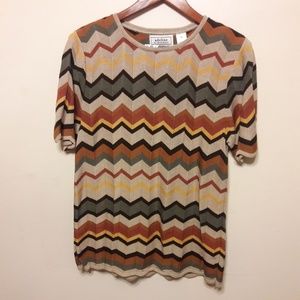 Adeline  Chevron Scalloped knit blouse Size S Y2K